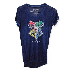 Harry Potter Shirt S Womens V Neck Short Sleeve Short Sleeve Blue Graphic Tee